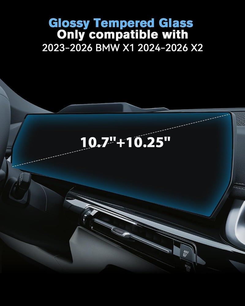 WEIPIN For Integrated Glossy Tempered Glass 2023 2024 2025 2026 BMW X1& 2024 2025 2026 X2 10.7 Inch+10.25 Inch Dual Displays Screen Protector - X1 & X2 Accessories - Image 2